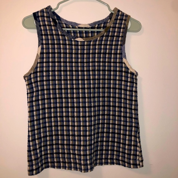 checkered green, white, & blue tank top - Picture 1 of 2